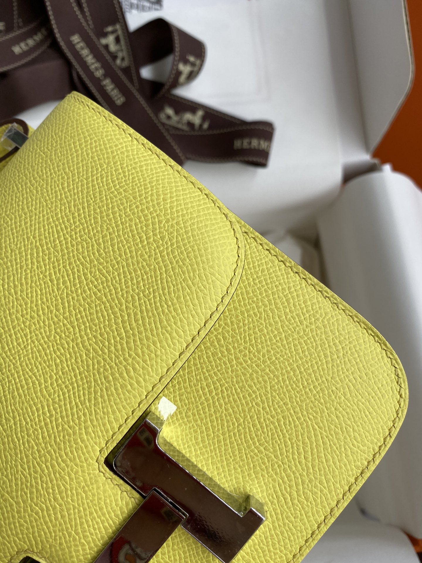 Hermes Constance 18 Mini Shoulder Bag In Jaune Poussin Epsom Leather